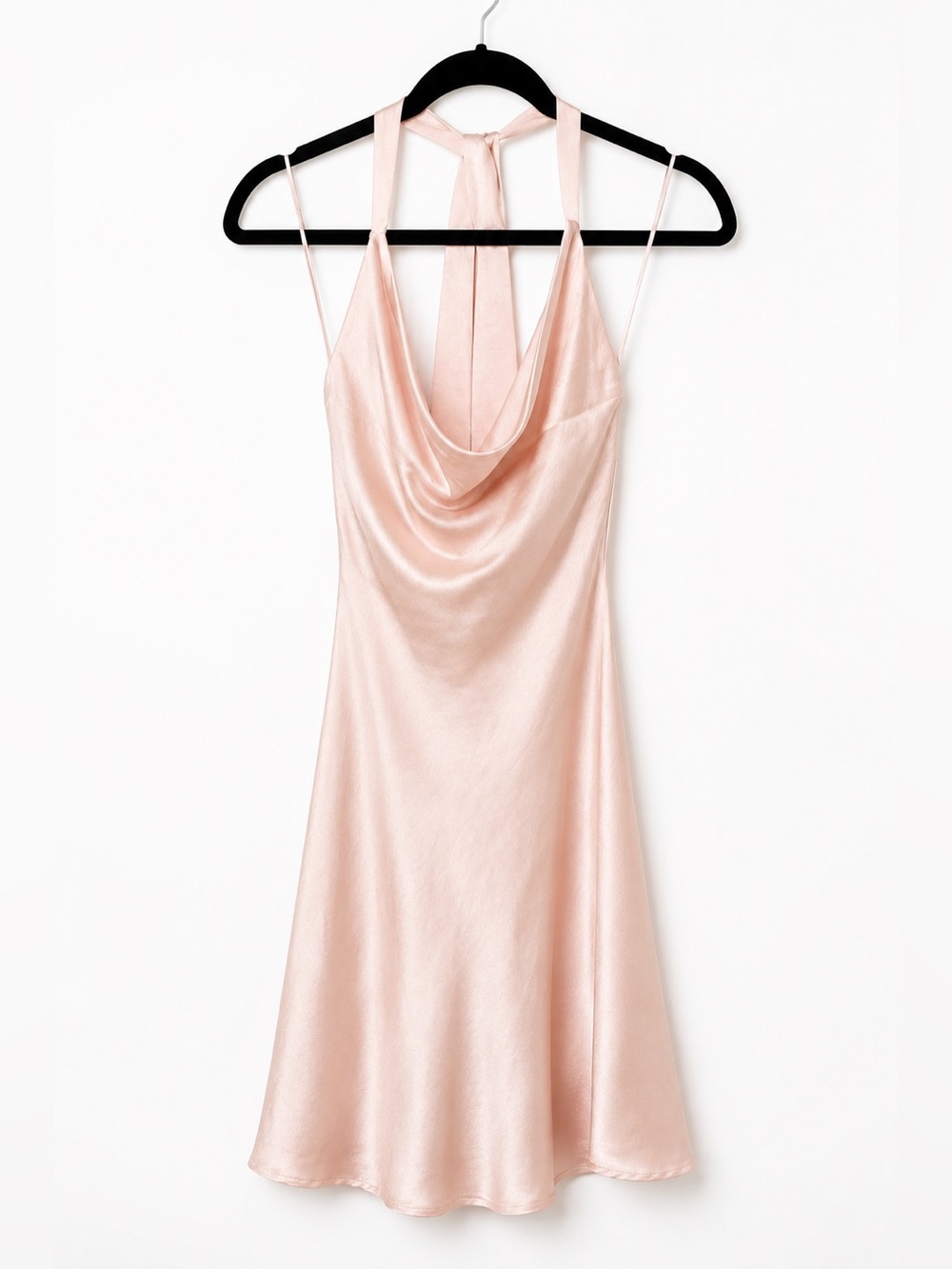 Altered State Blush Pink Satin Cowl Neck Midi Dress XS